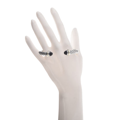 David Yurman Sterling Silver 14K Yellow Gold Black Onyx 7mm Cable Classics Bracelet 2 of 6