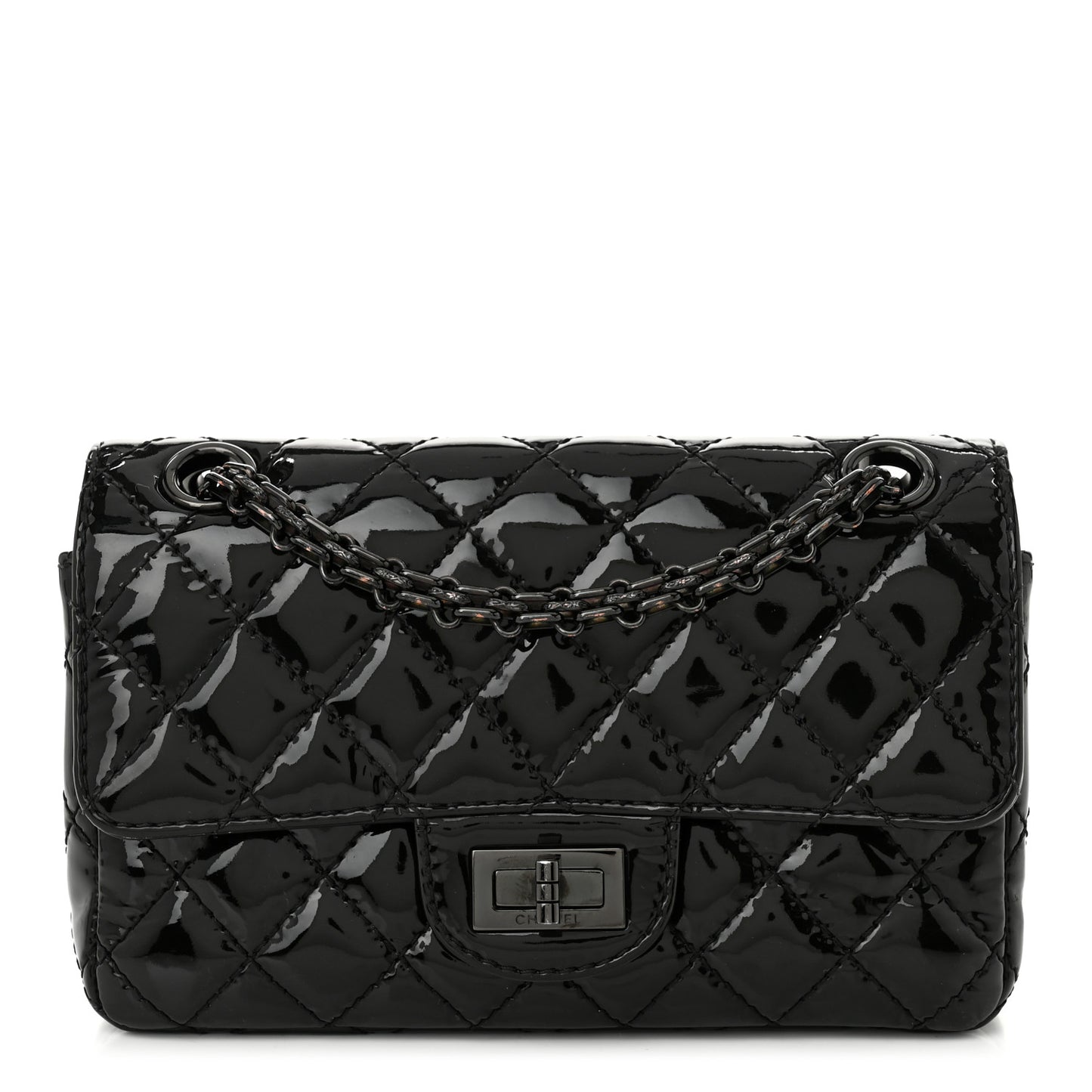 Patent Calfskin Quilted 2.55 Reissue Mini Flap So Black