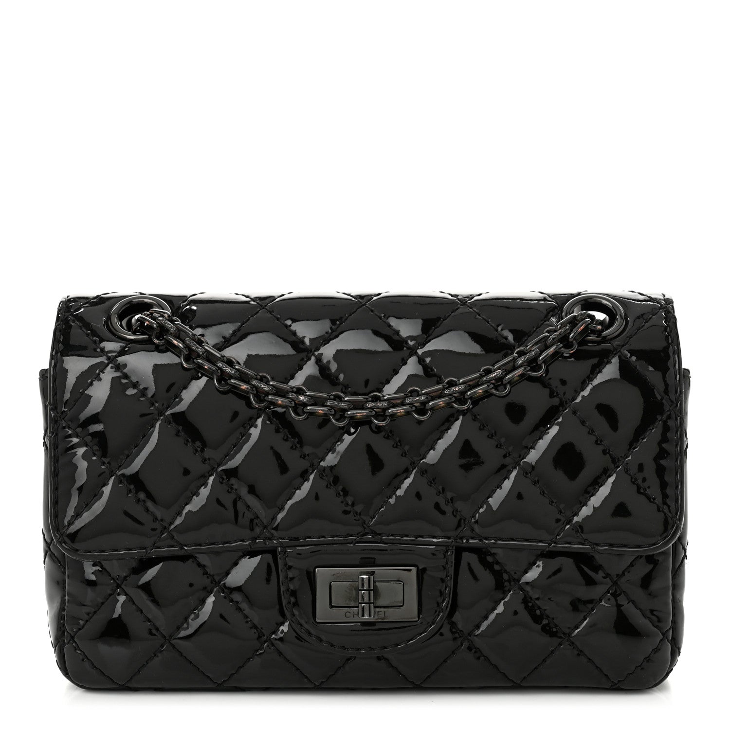 Chanel Patent Calfskin Quilted 2.55 Reissue Mini Flap So Black 1 of 10