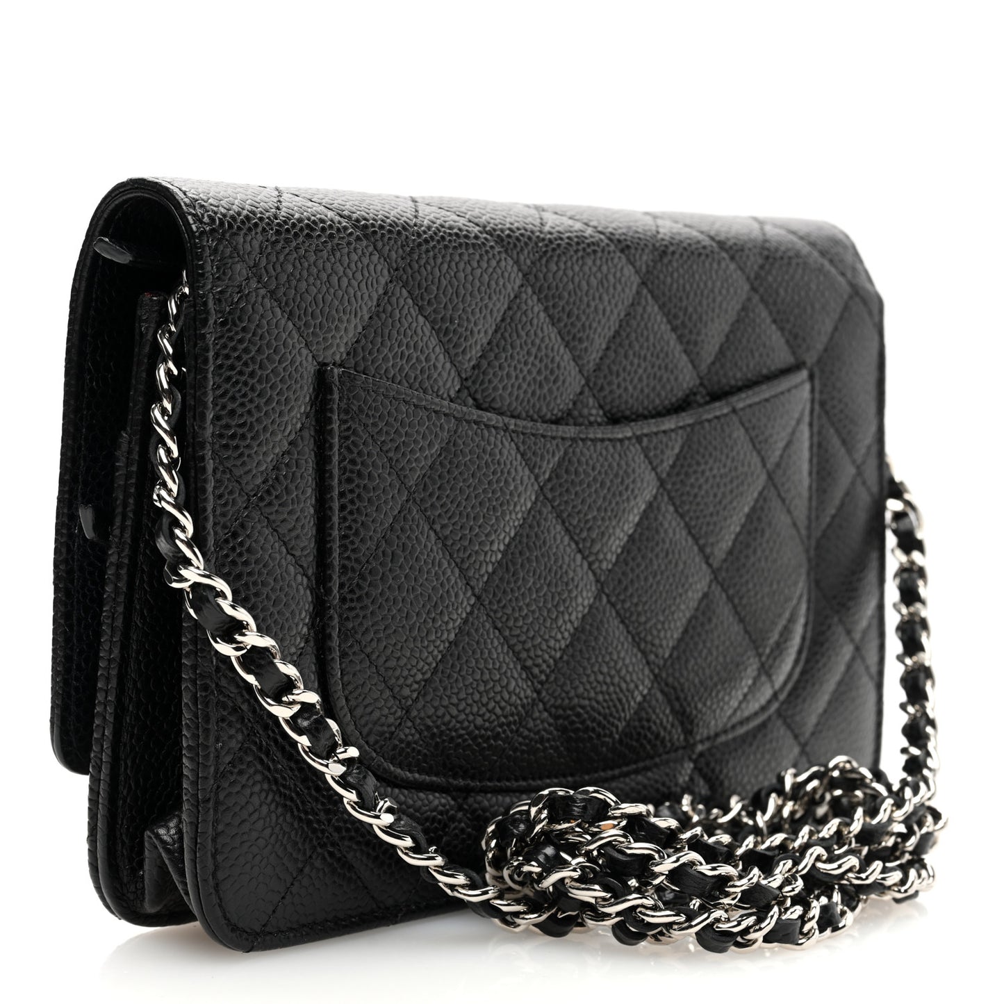 Caviar Quilted Wallet on Chain WOC Black