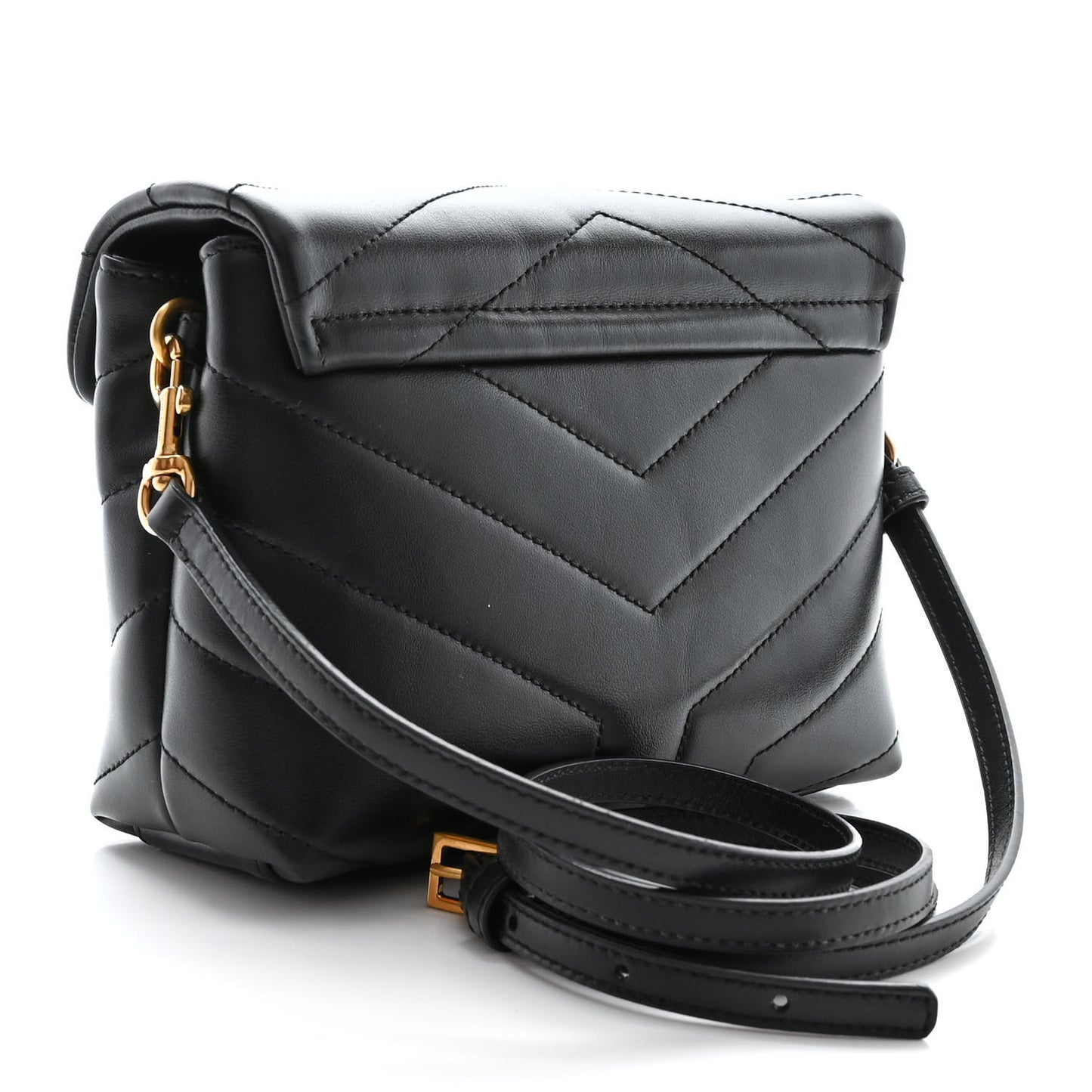 Calfskin Y Quilted Monogram Toy Loulou Crossbody Bag Black