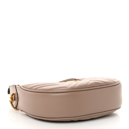 Gucci Calfskin Matelasse Chevron Mini GG Marmont Half Moon Hobo Porcelain Rose 4 of 10