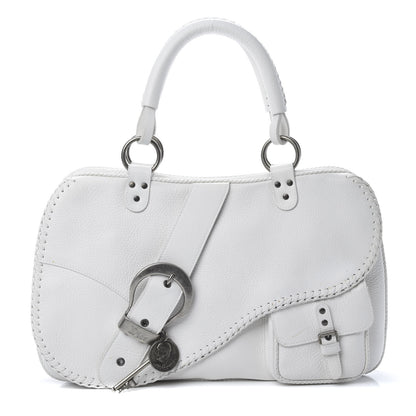 Christian Dior Calfskin Braided Gaucho Double Saddle Bag White 1 of 13