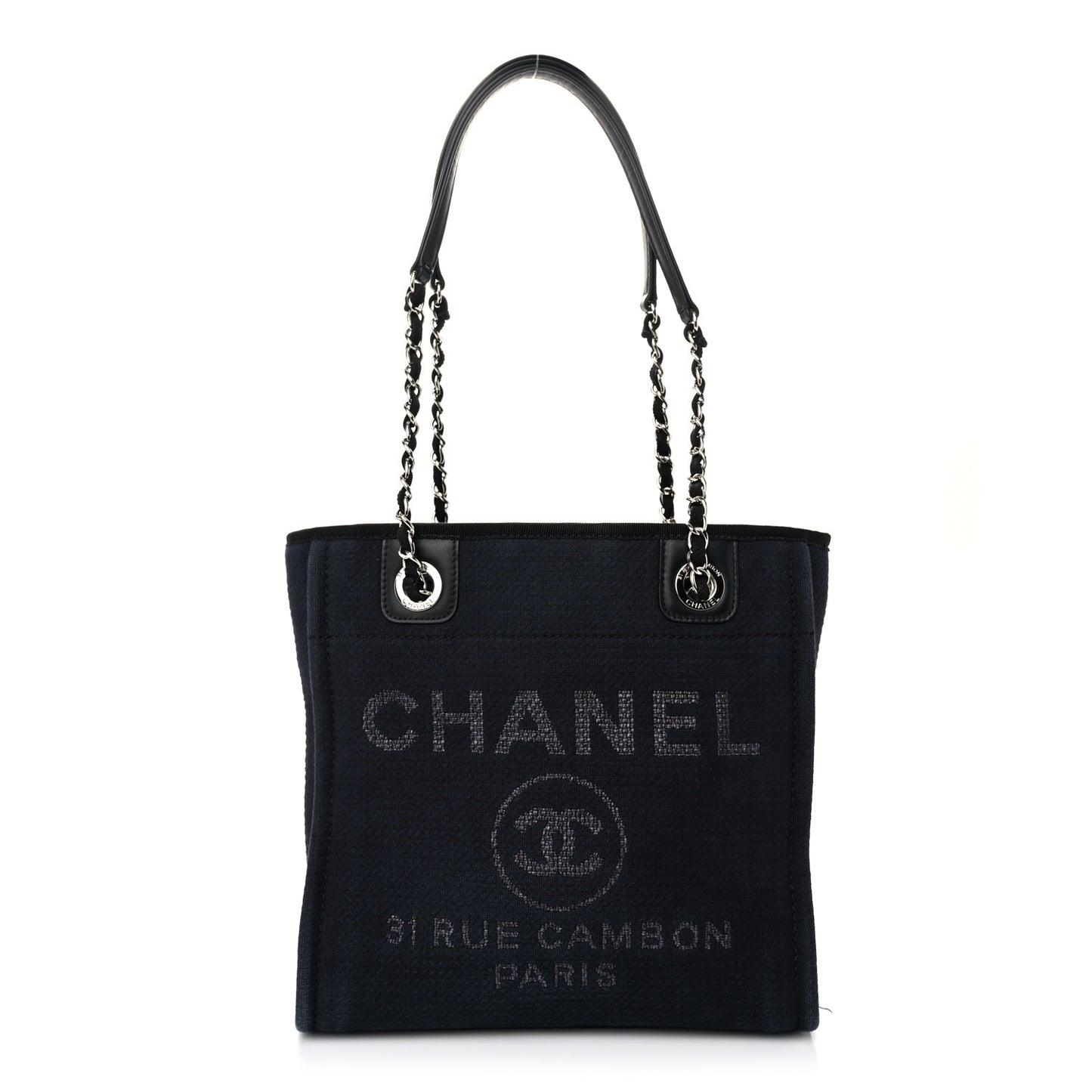 Mixed Fibers Mini Deauville Tote Navy Blue Black