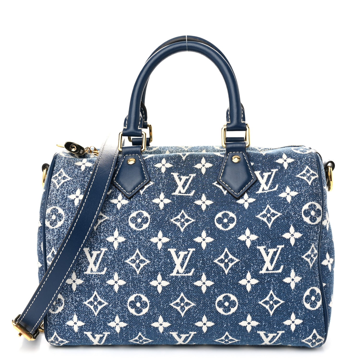 Louis Vuitton Monogram Jacquard Denim Speedy Bandouliere 25 Bleu 1 of 10