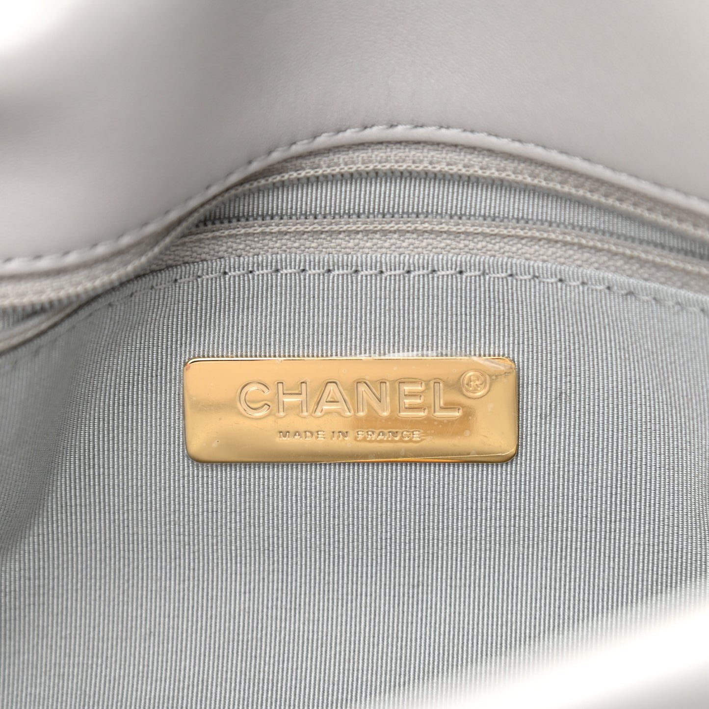 Lambskin Quilted Large Chanel 19 Flap Grey