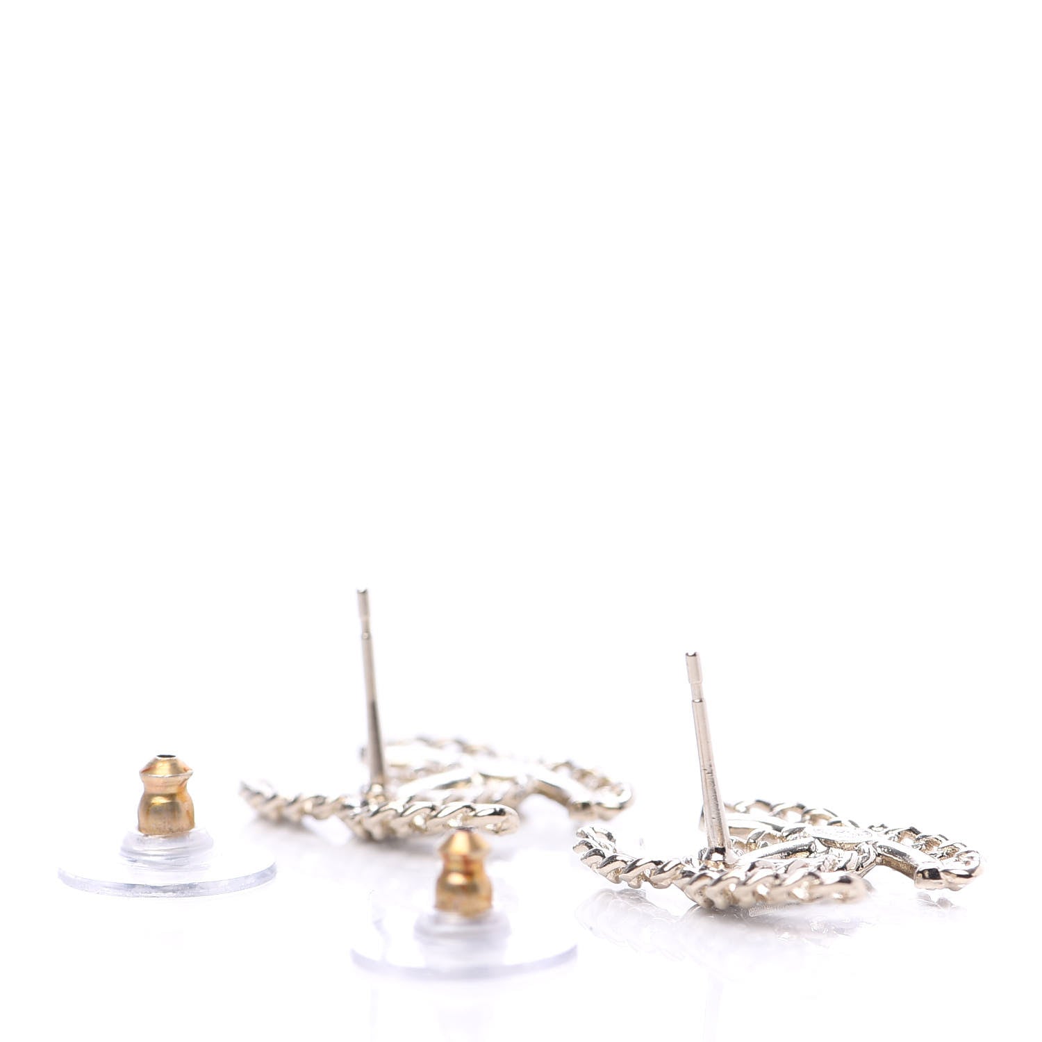 Chanel Crystal Chain CC Earrings Gold 3 of 5