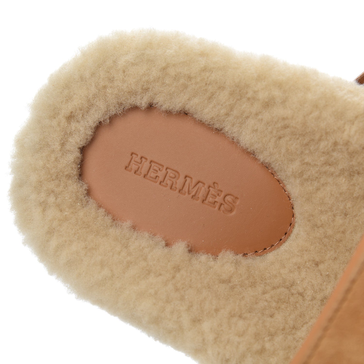 Hermes Suede Goatskin Woolskin Womens Chypre Sandals 37 Golden Beige 6 of 9