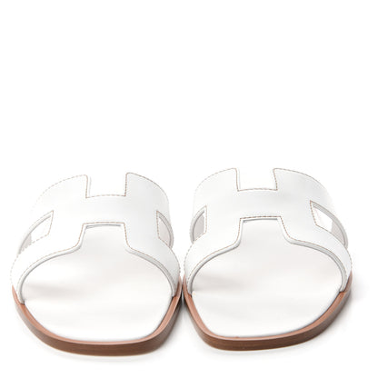 Hermes Box Calfskin Oran Sandals 40 White 2 of 9