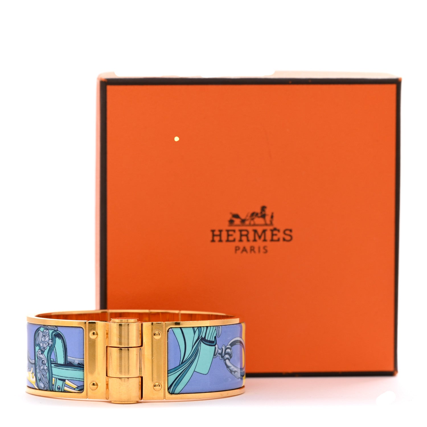 Hermes Enamel Printed Charniere Wide Hinged Bracelet S 11 of 11