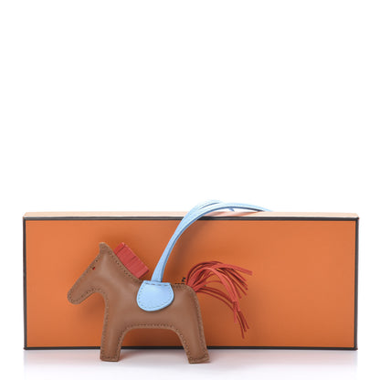 Hermes Milo Lambskin Grigri Rodeo Horse Bag Charm PM Gold Rouge Indien Celeste 5 of 5