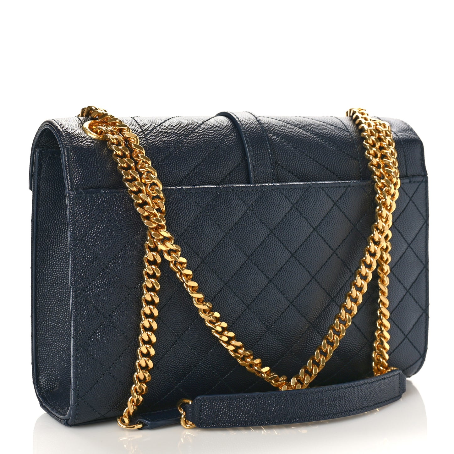 Grain De Poudre Textured Mixed Matelasse Triquilt Medium Monogram Satchel Deep Marine