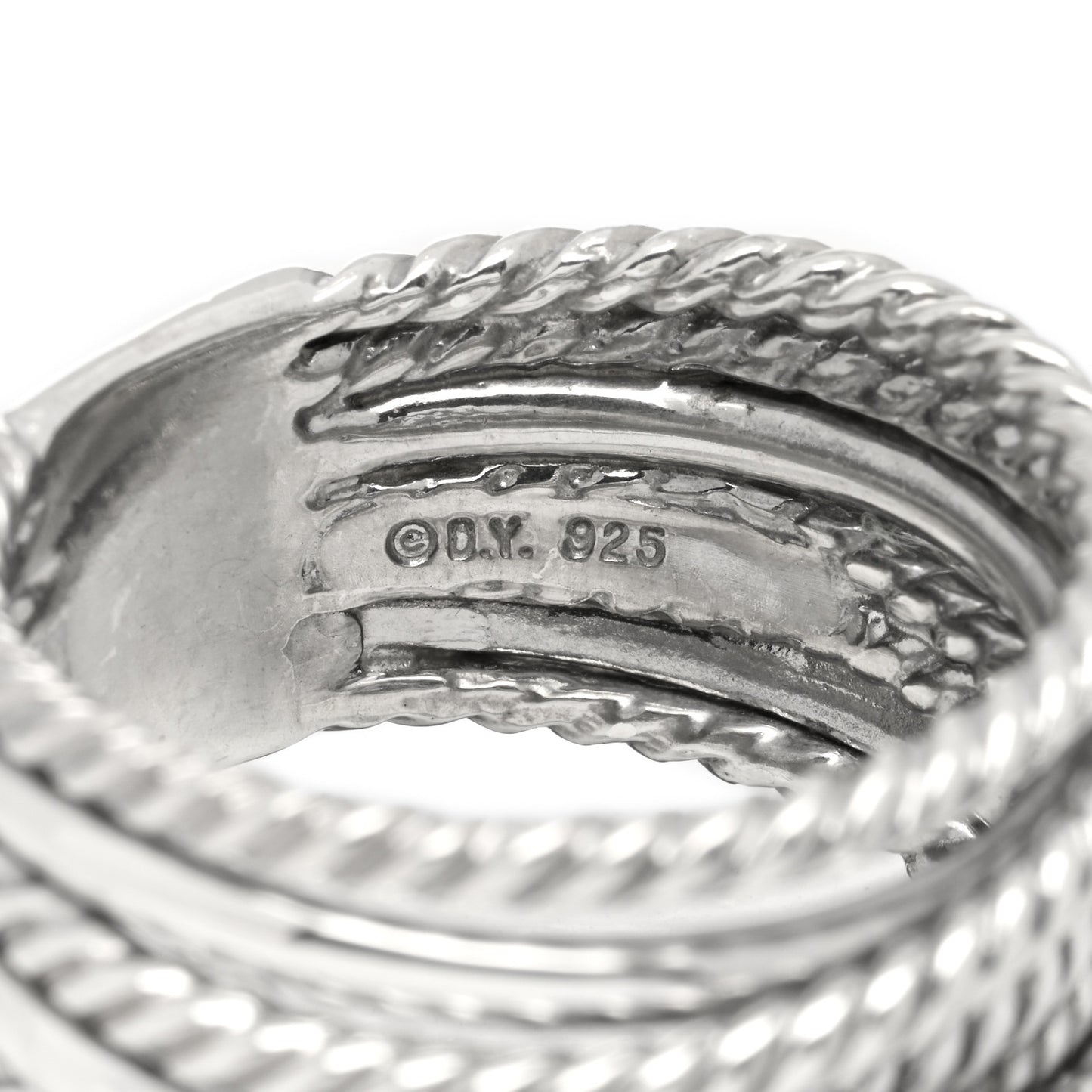 Sterling Silver Diamond 11mm Wide Crossover Cable Ring 54 6.75