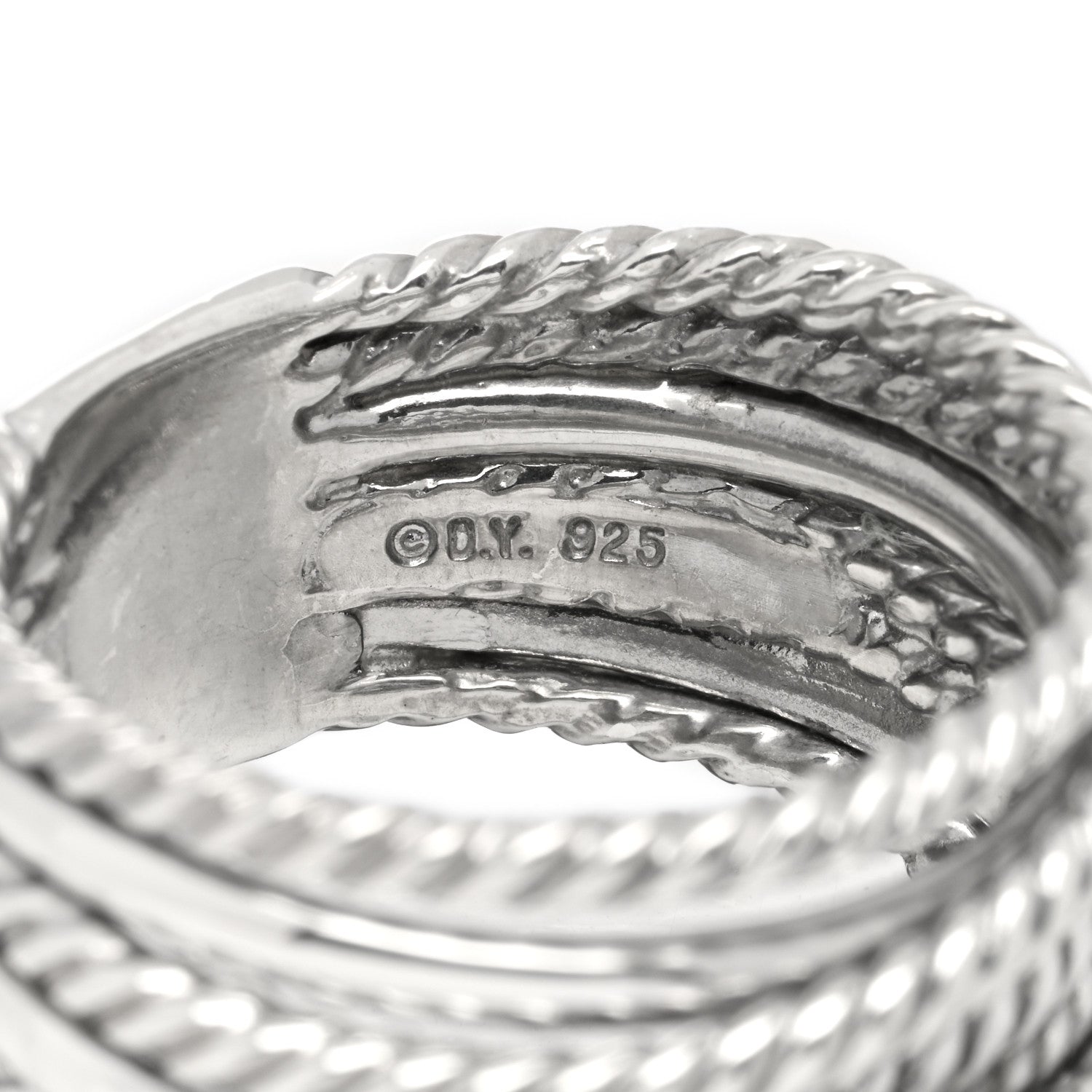 David Yurman Sterling Silver Diamond 11mm Wide Crossover Cable Ring 54 6.75 4 of 4