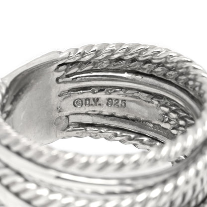 David Yurman Sterling Silver Diamond 11mm Wide Crossover Cable Ring 54 6.75 4 of 4