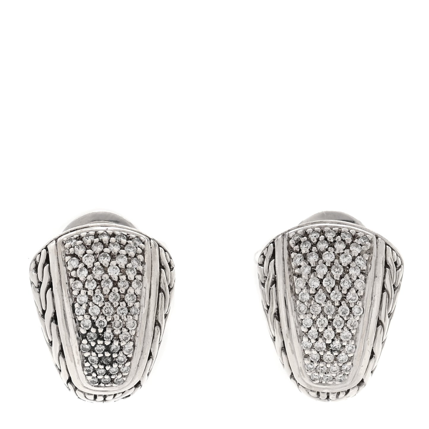 Sterling Silver 18K Yellow Gold Diamond Classic Chain Hoop Earrings