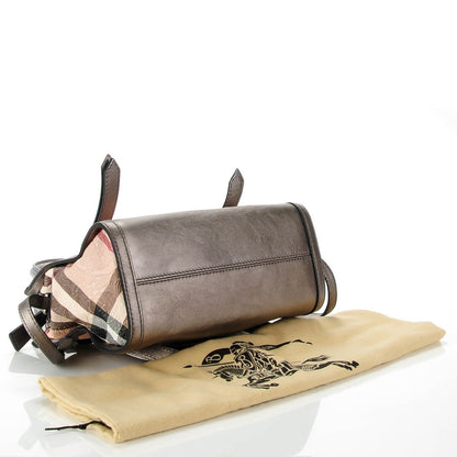 Burberry Nova Check Embossed Convertible Satchel Pewter 4 of 8