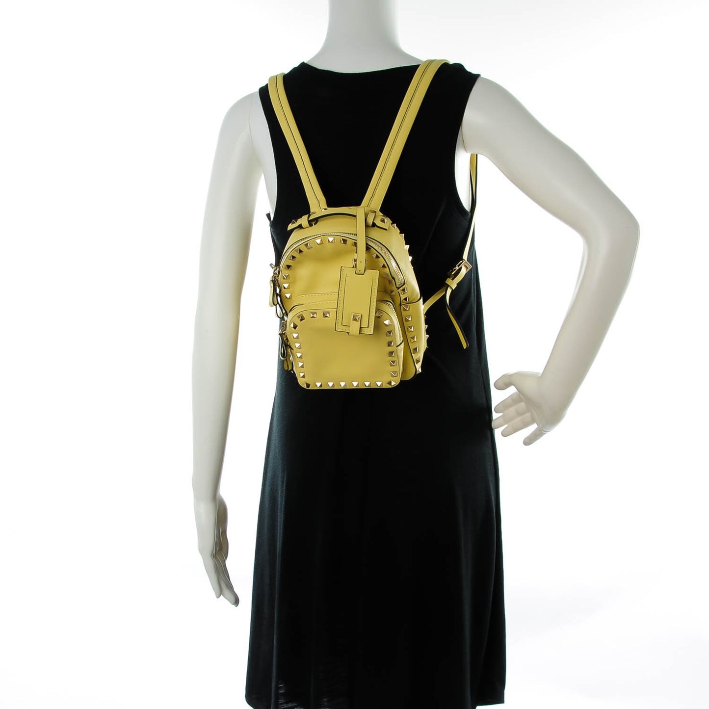 Calfskin Mini Rockstud Backpack Light Yellow