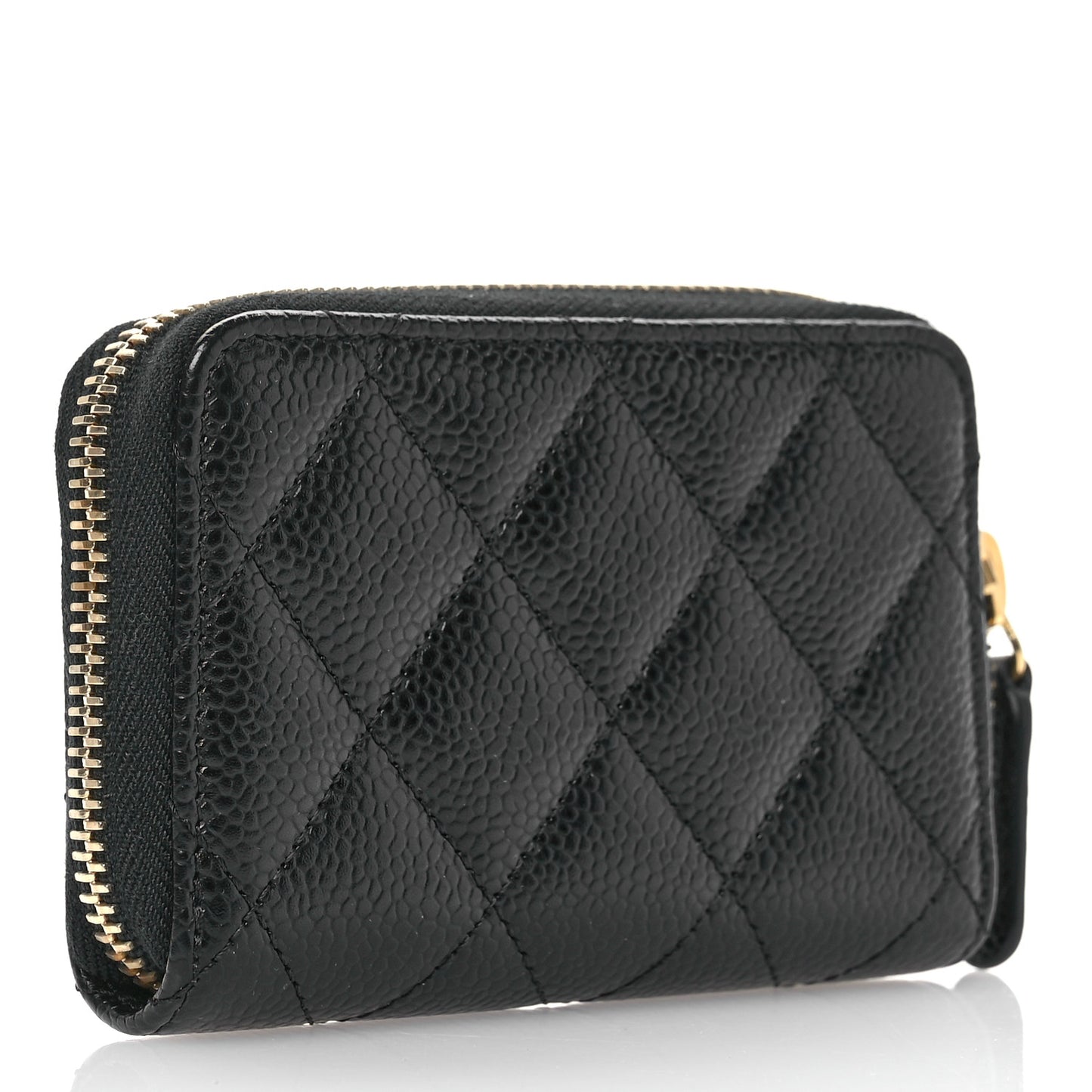 Caviar Quilted Zip Coin Purse Black