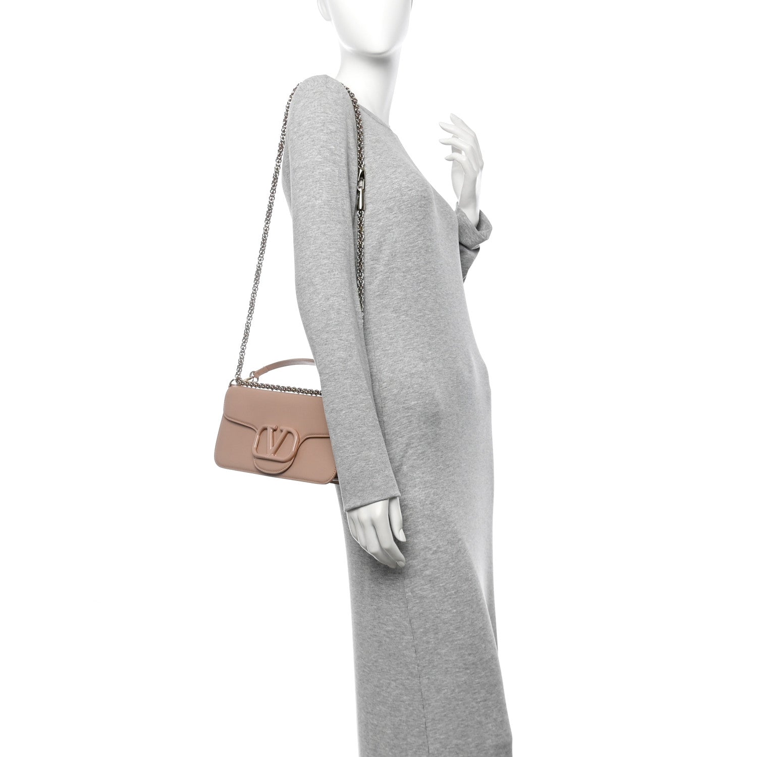 Valentino Garavani Calfskin Enamel Vlogo Loco Shoulder Bag Rose Cannelle 2 of 11