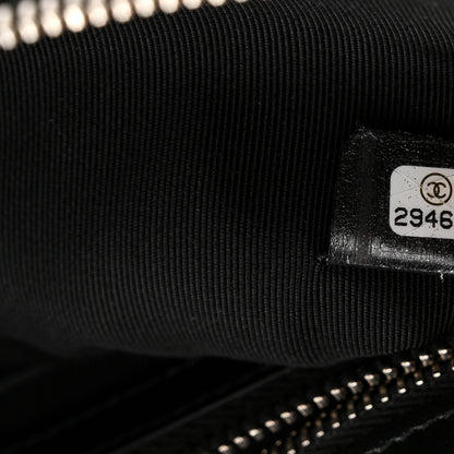 Chanel Metallic Caviar Chevron Quilted Vintage Mademoiselle Large Zip Pouch Charcoal 7 of 8