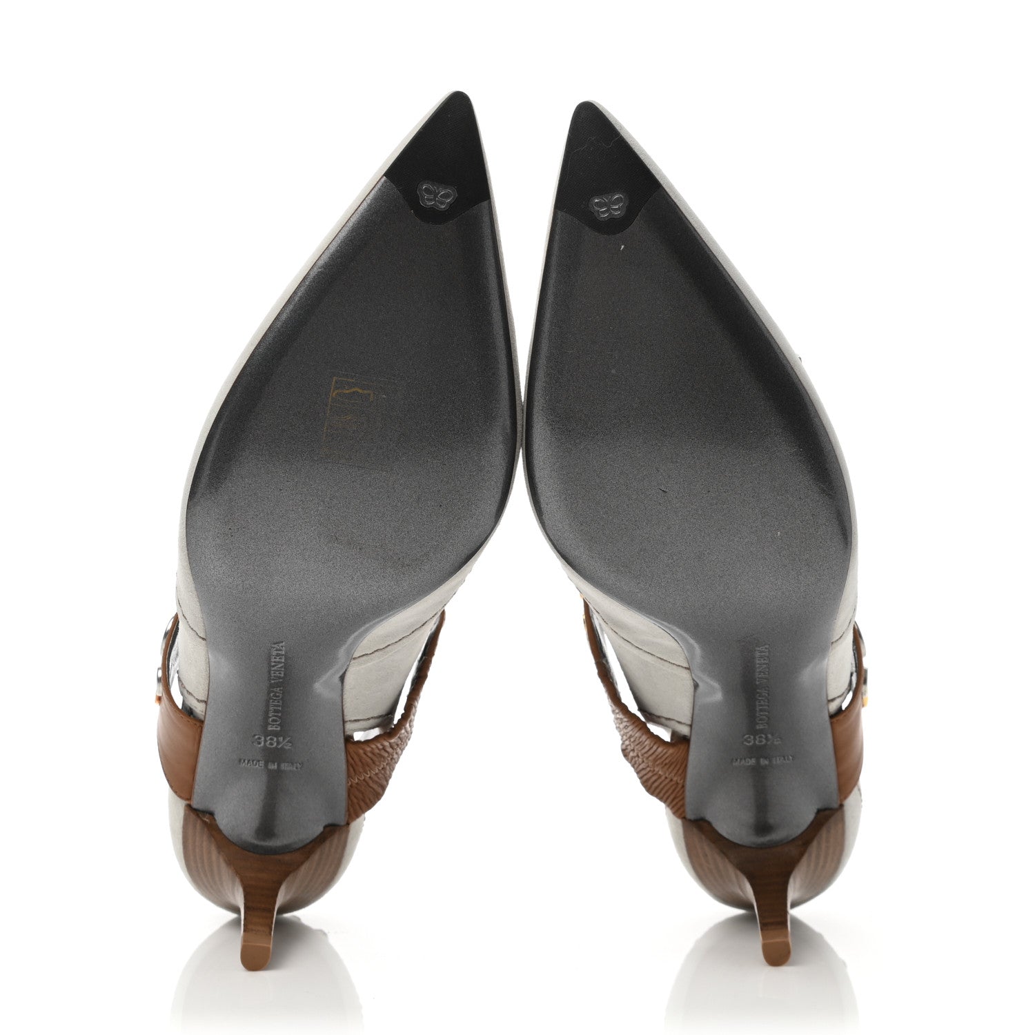 Bottega Veneta Suede Jeweled Runway Mary Jane Pumps 38.5 Mist Camello 5 of 7