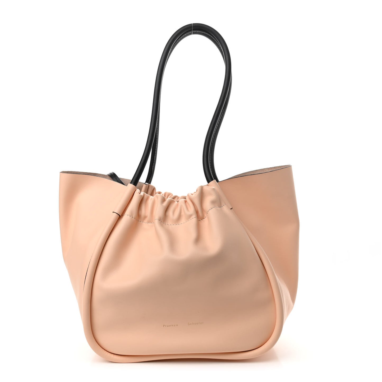 Calfskin Large Ruched Tote Peach