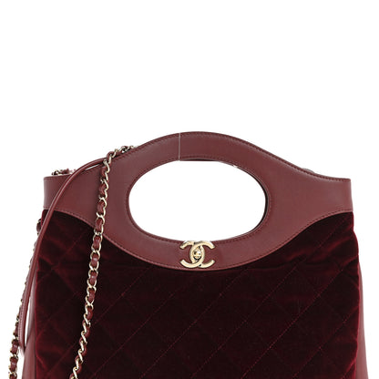 Chanel Velvet Lambskin Quilted Small 31 Shopping Bag Burgundy 8 of 13