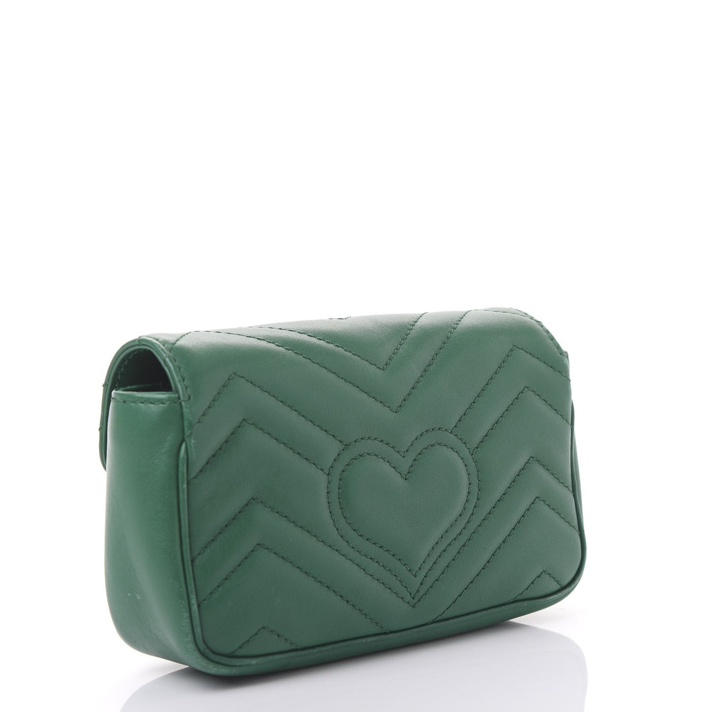 Calfskin Matelasse Super Mini GG Marmont Shoulder Bag Emerald Green