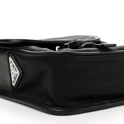 Prada Tessuto Nylon Saffiano Logo Messenger Bag Black 9 of 11