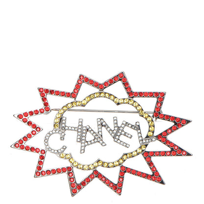 Chanel Ruthenium Crystal CC Brooch Red Yellow 1 of 5