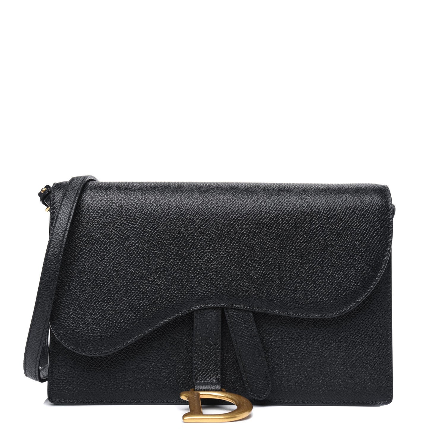 Grained Calfskin Saddle Pouch Black