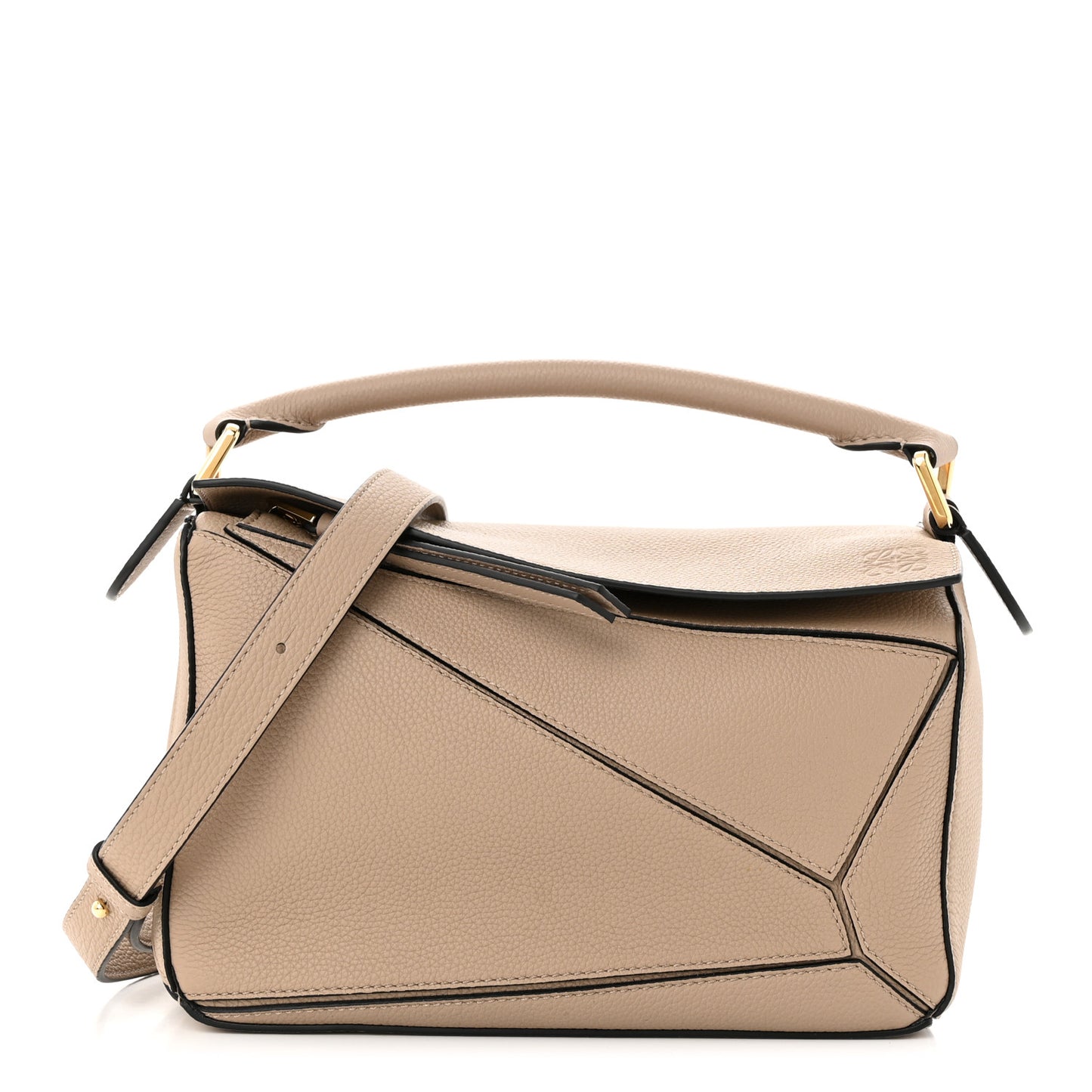 Grained Calfskin Small Puzzle Bag Sand