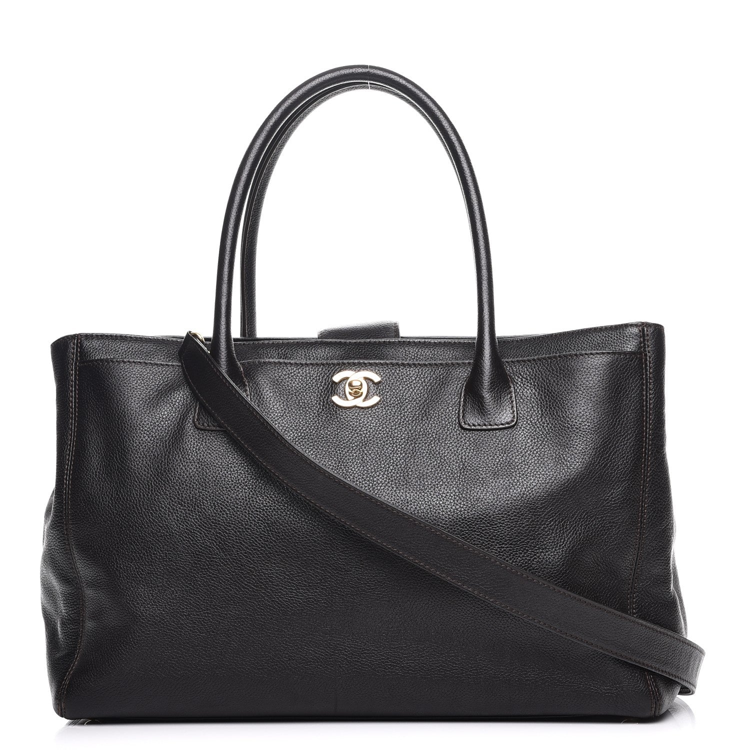 Chanel Calfskin Cerf Executive Shopper Tote Dark Brown 1 of 8