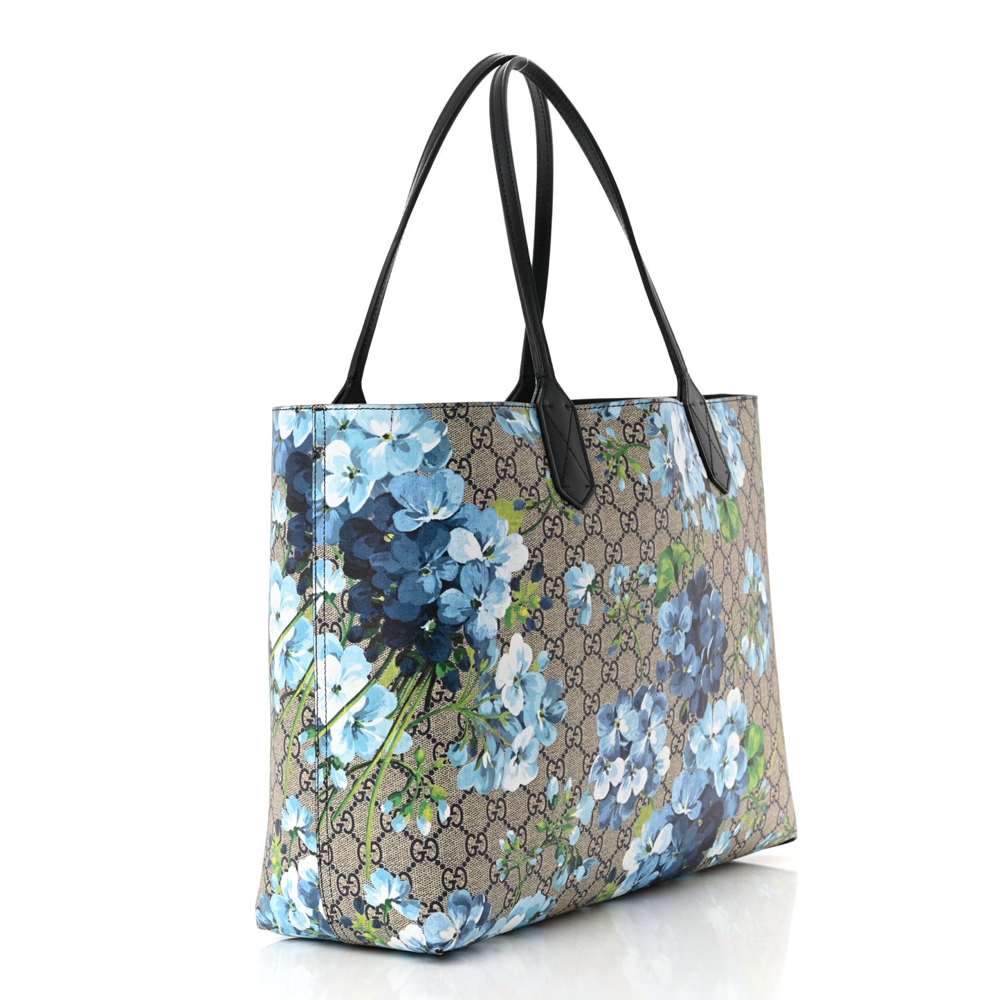 GG Supreme Monogram Blooms Medium Reversible Tote Beige Blue Navy