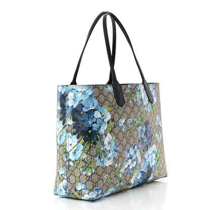 Gucci GG Supreme Monogram Blooms Medium Reversible Tote Beige Blue Navy 4 of 20