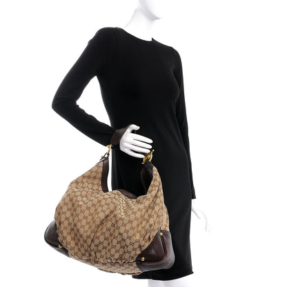 Gucci Monogram Large Jockey Hobo Dark Brown 2 of 10