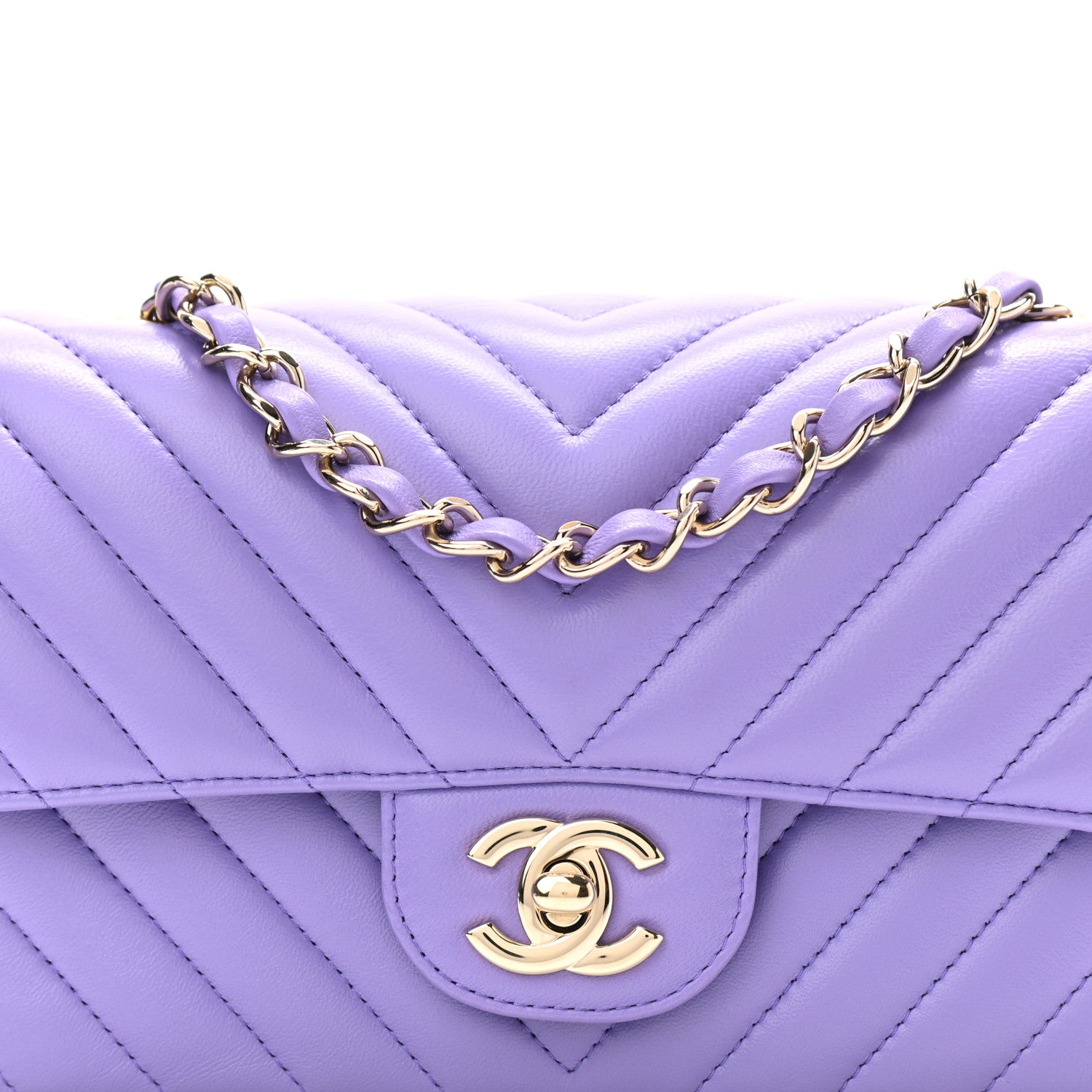 Chanel Lambskin Chevron Quilted Mini Rectangular Flap Purple 7 of 10