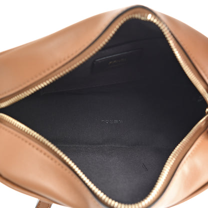 Fendi Glazed Fabric Vitello Century FF 1974 Stamp Patch Camera Case Mogano Panna Caramello 5 of 10