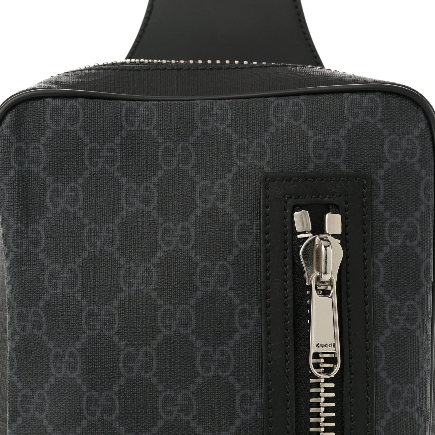 GG Supreme Monogram Web Belt Bag Black Grey