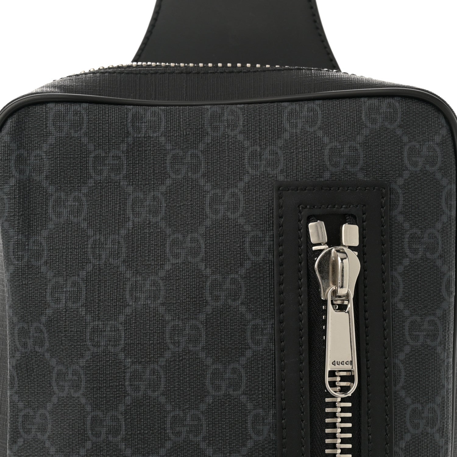 Gucci GG Supreme Monogram Web Belt Bag Black Grey 8 of 13