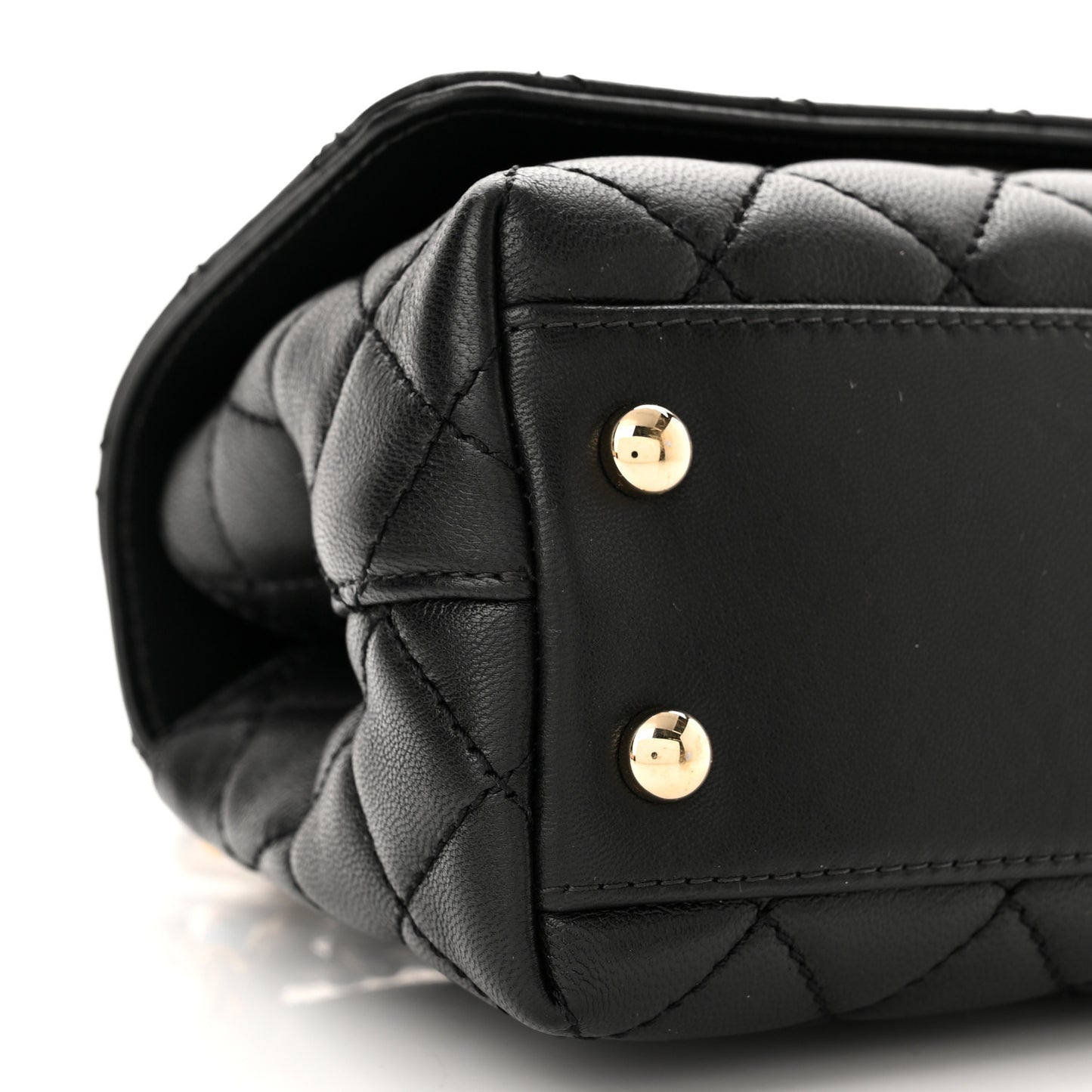 Goatskin Quilted Rainbow Extra Mini Coco Handle Flap Black