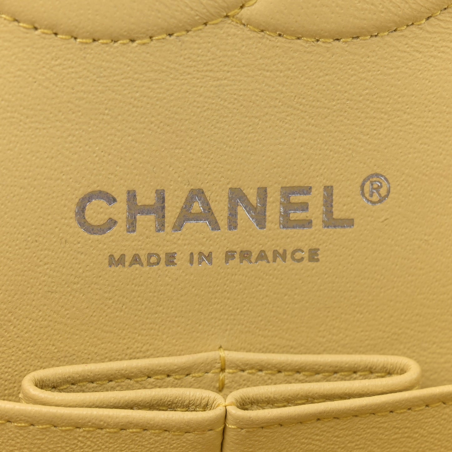 Caviar Quilted Medium Double Flap Light Yellow