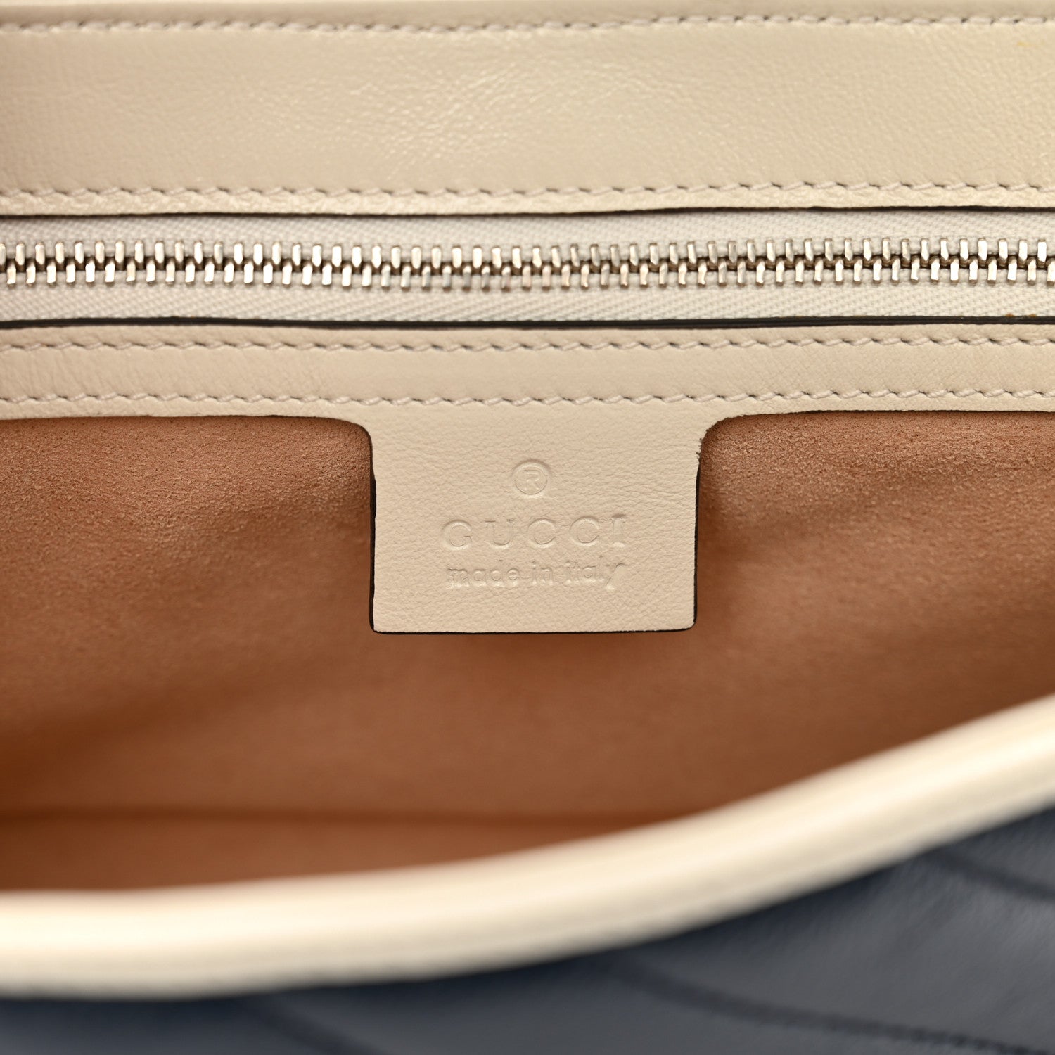 Gucci Vintage Effect Calfskin Matelasse Diagonal Small Torchon GG Marmont Shoulder Bag Blue Agata Mystic White 6 of 10