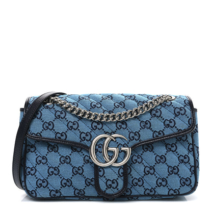 Gucci Monogram Multicolor Matelasse Diagonal Small GG Marmont Shoulder Bag Light Blue 1 of 11