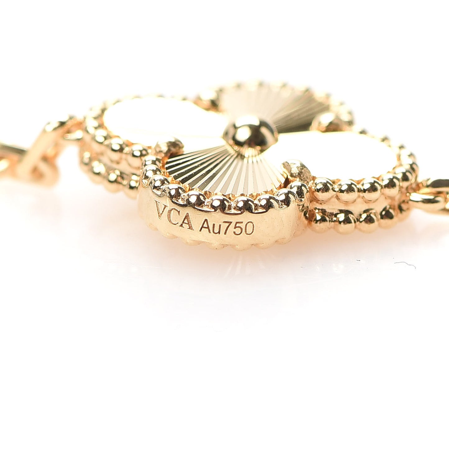 18K Yellow Gold 5 Motifs Guilloche Vintage Alhambra Bracelet