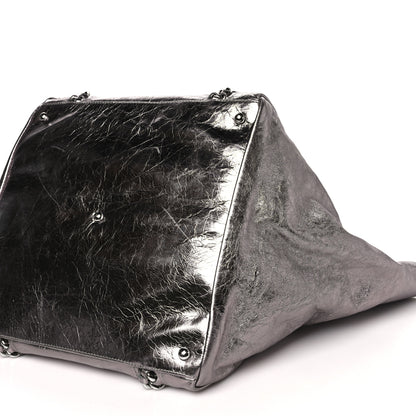 Chanel Metallic Cracked Calfskin Modern Chain Tote Dark Silver 10 of 10
