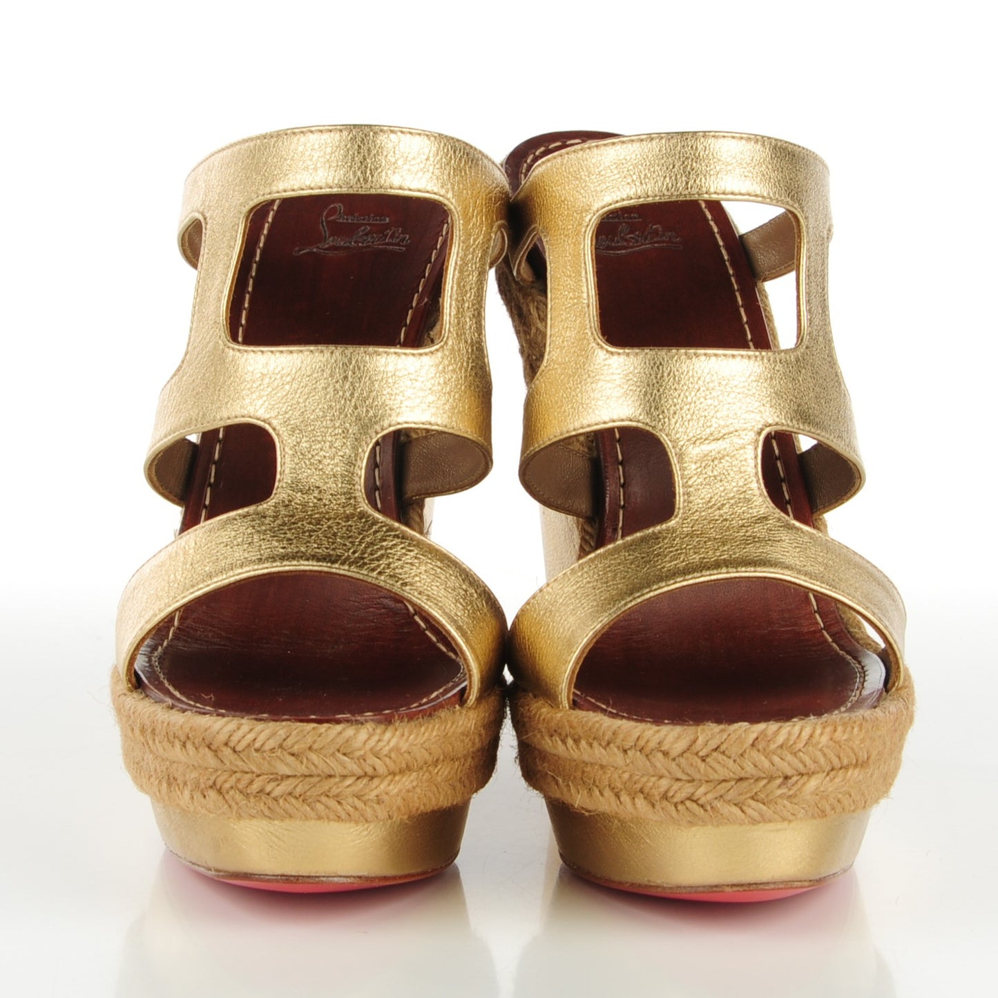 Laminated Calf Platform Espadrille Slides 39 Mekong