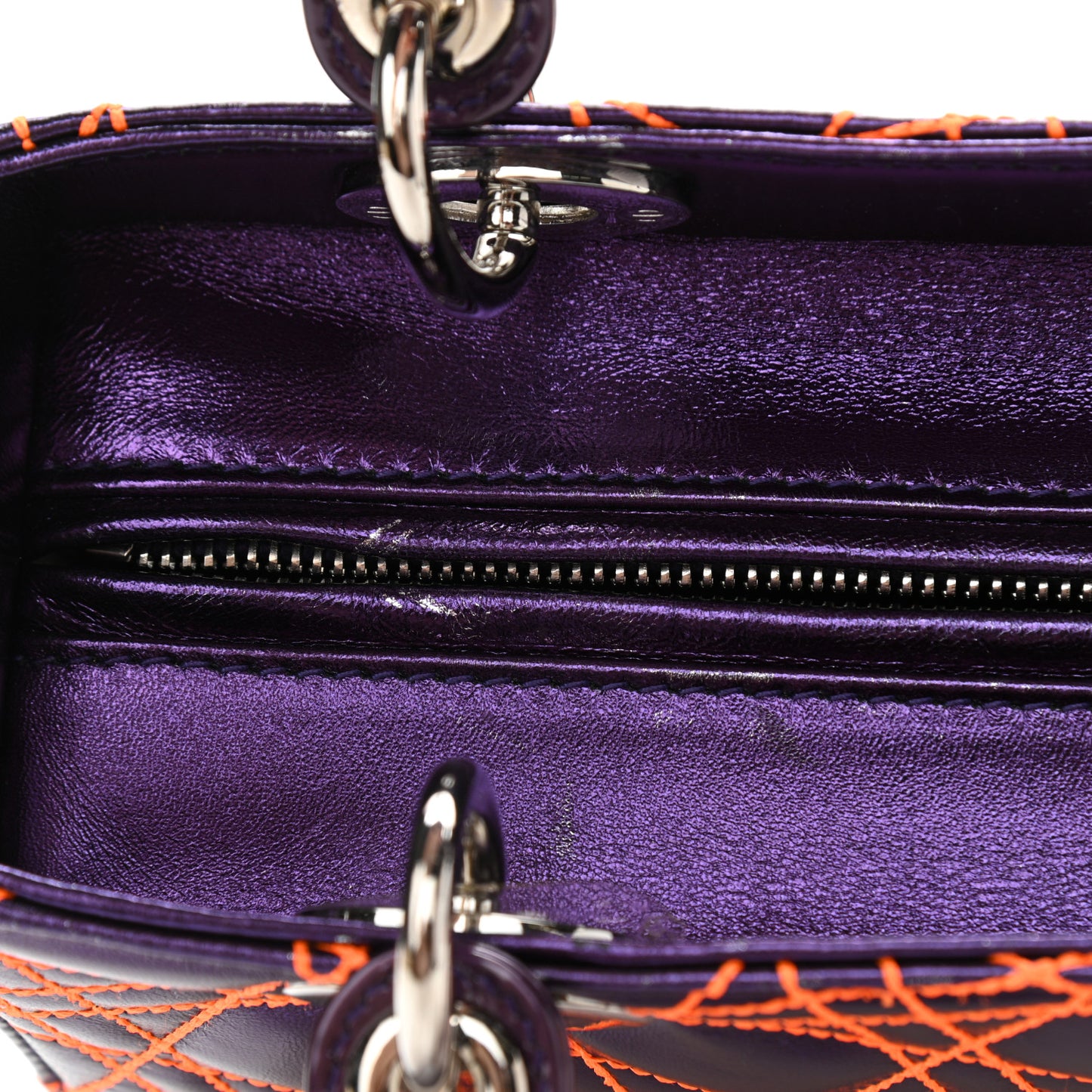 Metallic Lambskin Cannage Medium Anselm Reyle Lady Dior Purple Orange