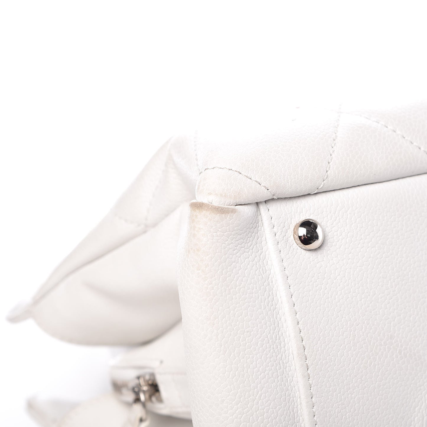 Soft Caviar Quilted CC Timeless Tote White